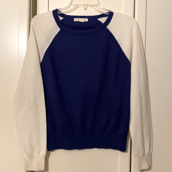 Soft pullover blue color block raglan - Picture 2 of 5